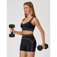 thumbnail image 6 of IBTOM CASTLE Womens Workout Sets Color Block Sports Bra Matching High Waist Shorts 2 Piece Gym Yoga Pilates Outfits Black, 6 of 7