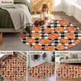 thumbnail image 5 of Large Round Rug 8Ft Washable Non-Slip, Thanksgiving Circle Area Rugs for Living Room Bedroom, Fall Orange Pumpkin Black White Plaid Indoor Floor Mats Carpet Runner for Home Decor, 5 of 8