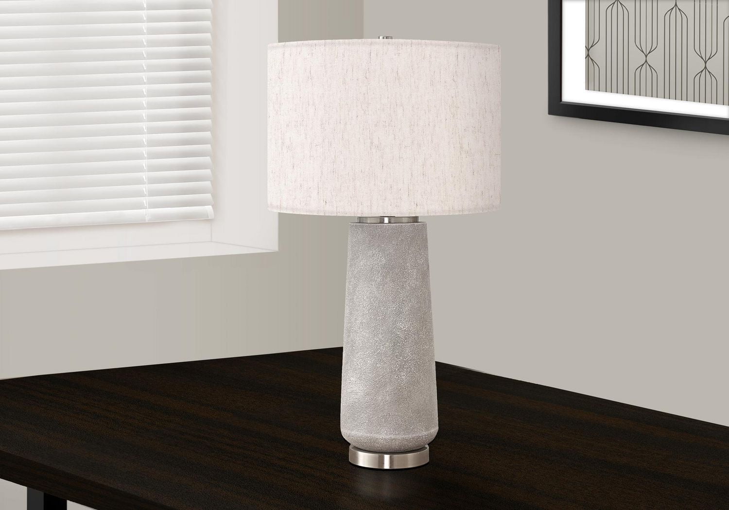 Monarch Specialties Lighting, 29"h, Table Lamp, Grey Resin, Ivory / Cream Shade, Modern