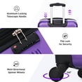 thumbnail image 4 of 3 Piece Lightweight Suitcase Sets with TSA Lock, Hardshell Luggage Sets with Adjustable Handle and 360° Spinner Wheels, 20in 28in 1Travel Bag, Purple, 4 of 6