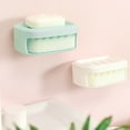 thumbnail image 4 of Suction Cup Wall-mounted Soap Box Bathroom Double Soap Rack With Sponge Cleaning Soap Box Household Soap Rack Wall Mount, 4 of 7