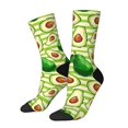 thumbnail image 1 of Balery Avocado Green Striped Calcetas Largas con Estampado para Hombre y Mujer – Suaves y Transpirables, Talla Única (US 5-11), 1 of 6