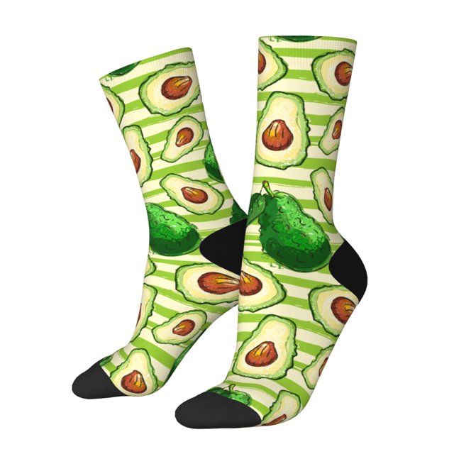 Balery Avocado Green Striped Calcetas Largas con Estampado para Hombre y Mujer – Suaves y Transpirables, Talla Única (US 5-11)