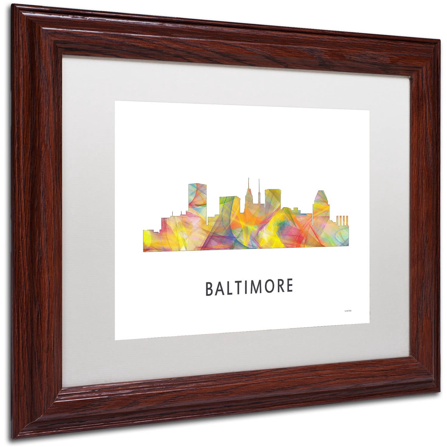 Trademark Fine Art 'Baltimore Maryland Skyline WB-1' Canvas Art by Marlene Watson, White Matte, Wood Frame