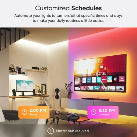 Nanoleaf - Essentials Matter 80" Smart LED Lightstrip (2m) Smarter Kit - Flexible and Trimmable - White and Colors