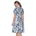 thumbnail image 2 of Bixox Robe d'Été à Manches Courtes pour Femmes Robe Ample Longueur Genou avec Poches-Bleu Paisley, 2 of 7