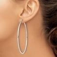 thumbnail image 3 of 925 Sterling Silver Women's Anti-Tarnish Coating Classic Tube 2mm Round Hoop Earrings | 65mm, 3 of 4