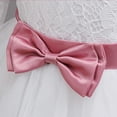 thumbnail image 6 of Girls Maxi Gown Lace Long Sleeve Cinched Bow Belted A-Line Dress Tween Elegant Fluffy Mesh Tiered Layered Evening Dresses White 7-8 Years, 6 of 7