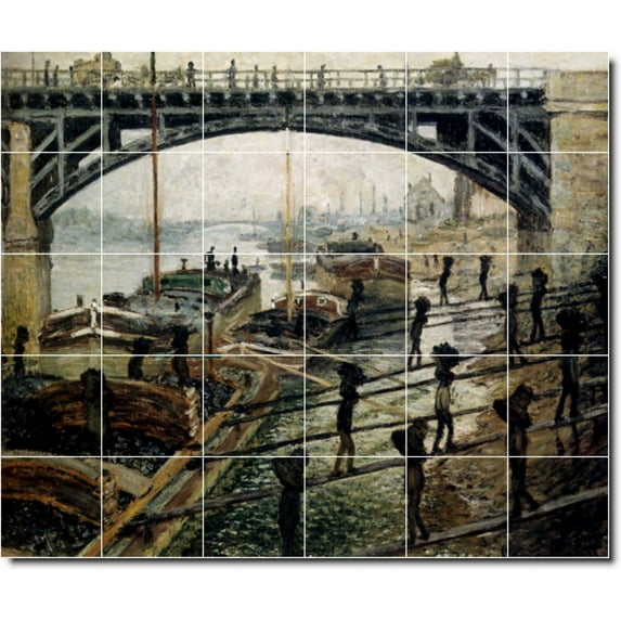 Ceramic Tile Mural-Claude Monet City Wall Tile Mural 10. 72" w x 60" h using (30) 12 x 12 ceramic tiles