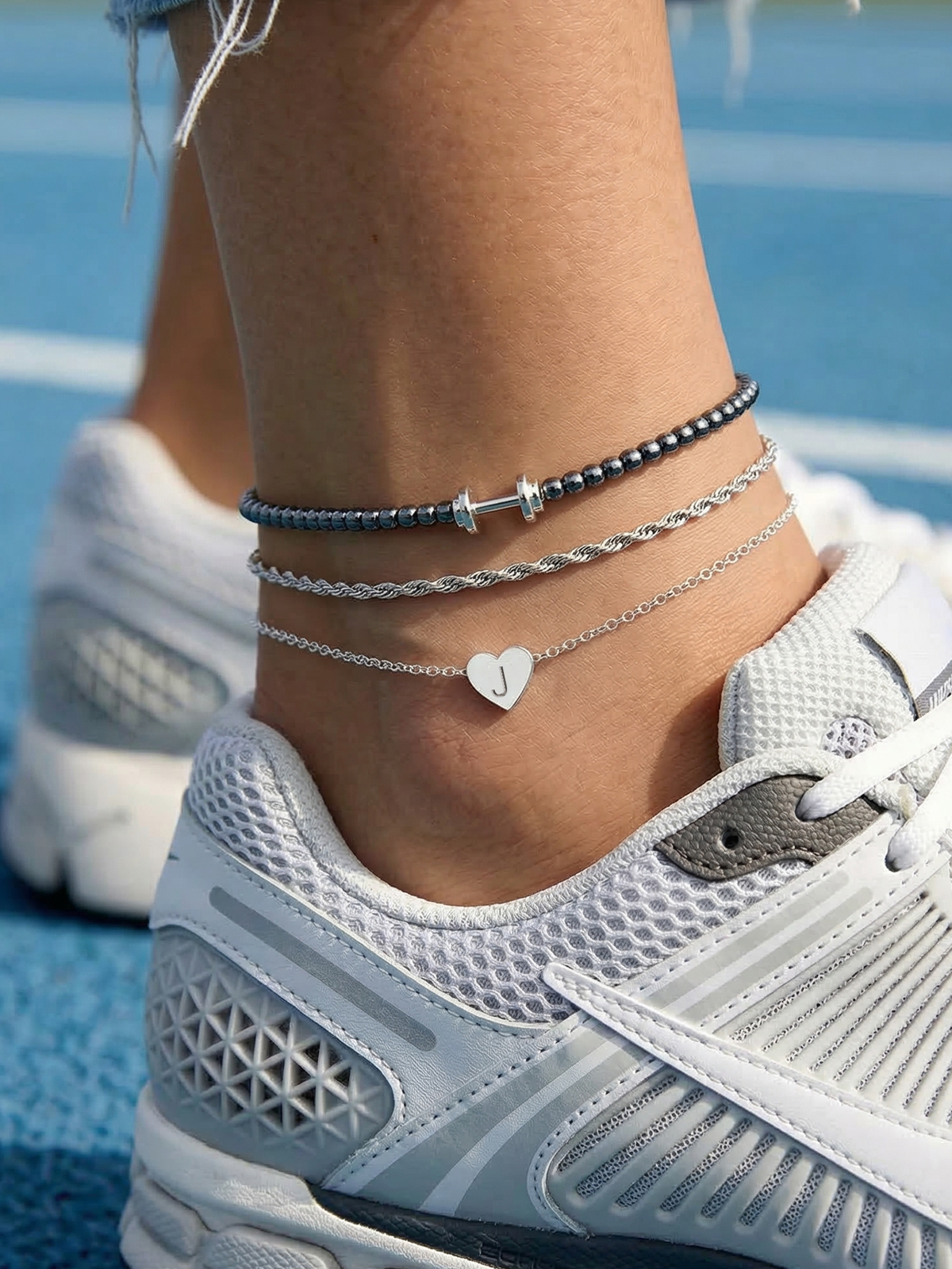Silvora Initial J Anklet 925 Sterling Silver photo 3