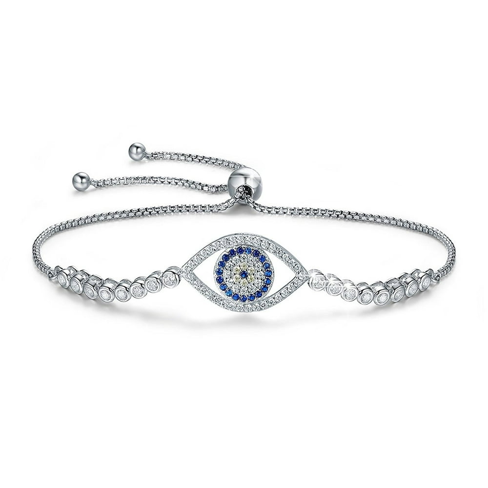 MJEWELRYGIFT - 925 Sterling Silver Expandable Lucky Blue Evil Eye Chain ...