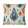 thumbnail image 3 of Designart "Fusion of Blue and Orange Ikat Mosaic" Ikat Printed Throw Pillow, 3 of 5