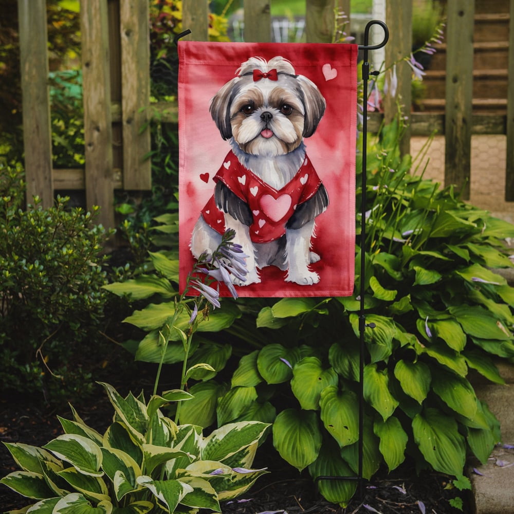 Shih Tzu My Valentine Garden Flag 11.25 in x 15.5 in