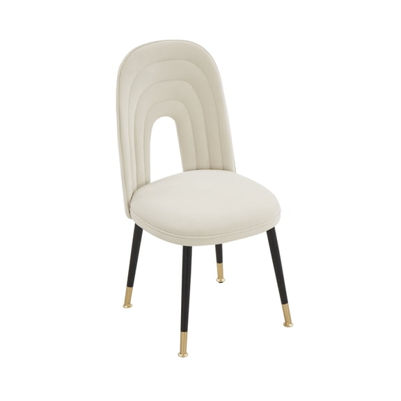 MEXIYA Leona Modern Velvet Beige Dining Chairs Upholstered Performance Velvet Dining Chair with Black Gold Legs