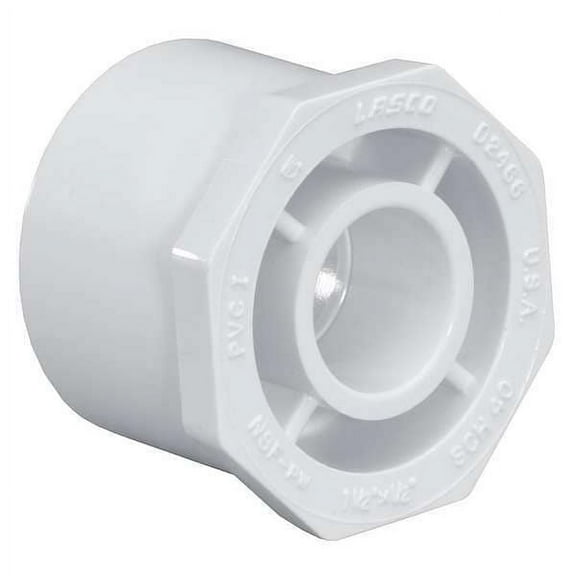 PVC Reducing Bushing, Spigot x Socket, 2 1/2 in x 3/4 in Pipe Size