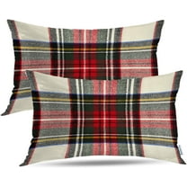 Red White Plaid Decorative Pillow Covers, Colorful Scottish Tartan Plaid Double Sided Throw Pillow Covers Sofa Cushion Cover Lumbar 12 x 20 Inches(Set of 2)