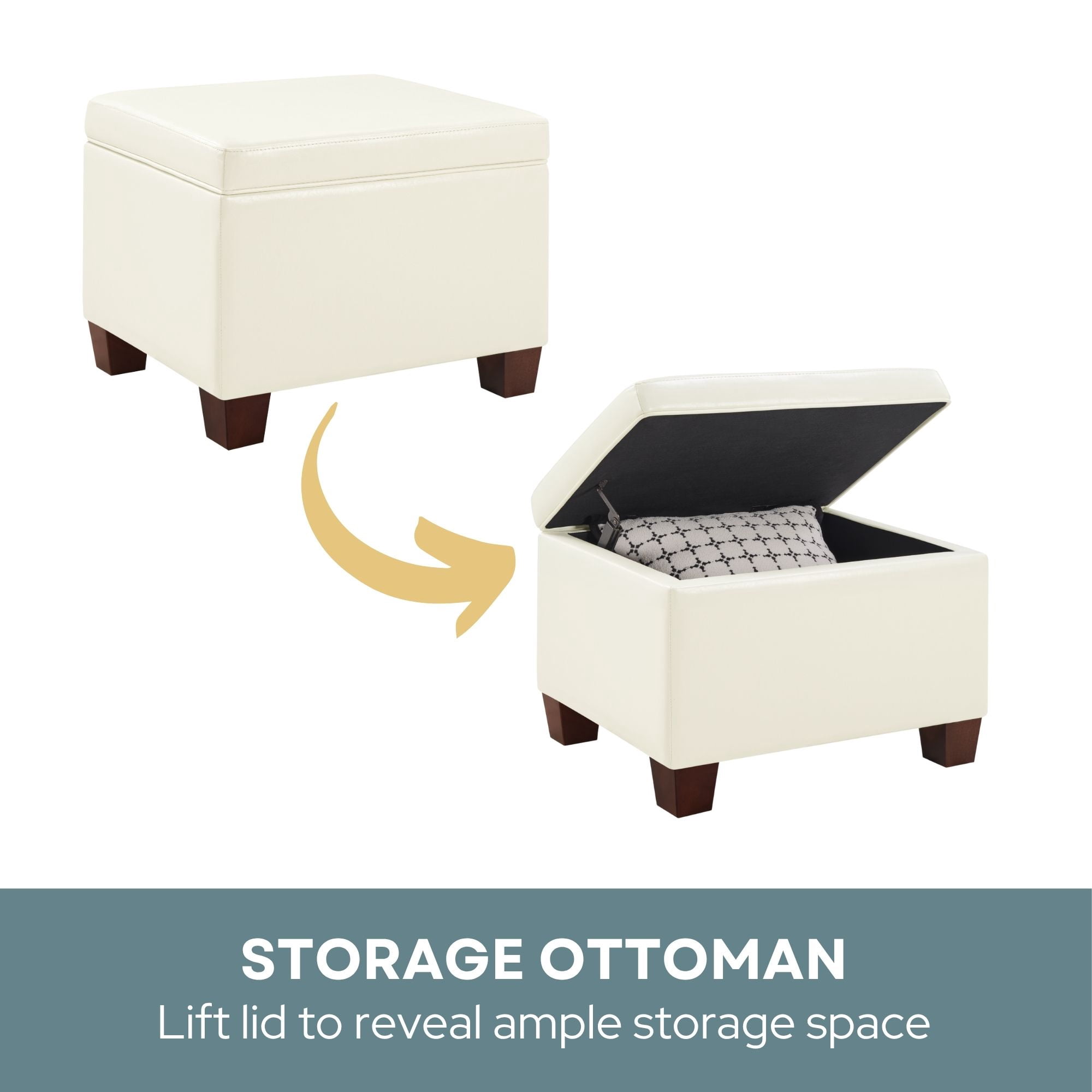 Convenience Concepts Madison Storage Ottoman, Ivory