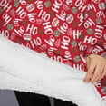 thumbnail image 3 of Oversized Wearable Blanket Hoodie,Red Christmas HO Pattern Sherpa Blanket Hoodie with Super Pockets,Super Warm Fuzzy Pullover for Women & Men, 3 of 6