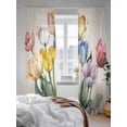 thumbnail image 3 of Sheer Curtains 96 Inches Long 2 Panels Set for Living Room, Colorful Tulips Floral Semi Sheer Curtains for Windows, Modern Art Watercolor Pastoral Voile Window Treatments Rod Pocket Curtain, 3 of 7