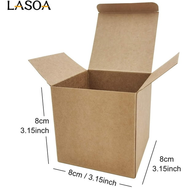 50 pcs Favor Boxes 3x3x3 Inch, Kraft Boxes, Brown Paper Boxes, Small Gift  Boxes with Lids for Crafting, Square Boxes 8x8x8 cm 