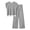 Gray, variant on Women's Plus Size Two Piece Casual Sets Round Neck Cap Sleeve Tops with High Waist Straight Leg Pants Solid Trendy Sets Blue,L