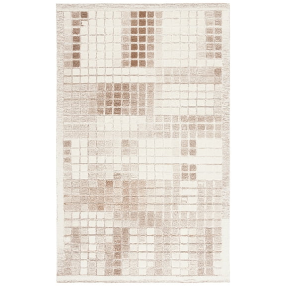 SAFAVIEH Ebony Risto Geometric Area Rug, Ivory/Brown, 6' x 9'