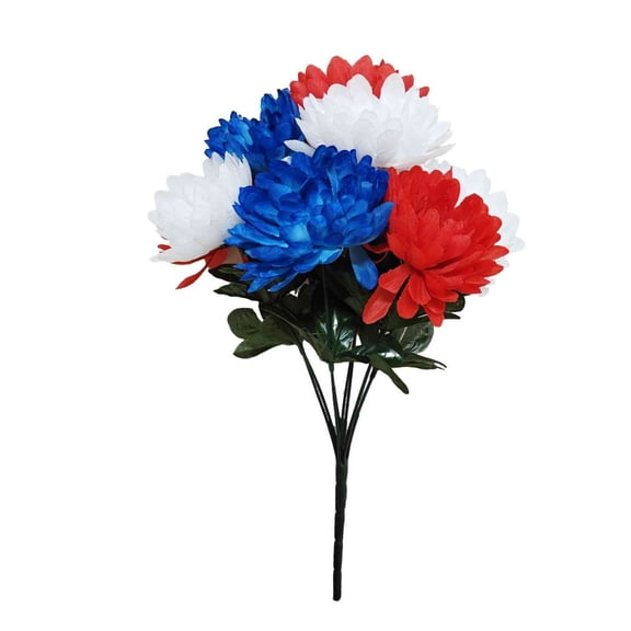 HOARBOEG Patriotic Red White Blue Carnation Artificial Flowers - Silk Fake Flowers for 4th of July Independence Day Decorations, Wedding Party Centerpieces and Memorial Day Cemetery Arrangements