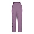 thumbnail image 5 of XFLWAM Fashion Women Summer Comfortable Pocket Pants Casual Button Solid Capris Pant, 5 of 6