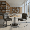 thumbnail image 3 of Homy Casa Set of 2 Channel Tufted Dining Chairs with Silver Base for Home Café or Dining Room, 3 of 7