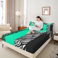 thumbnail image 4 of Homewish Cheetah Leopard Print Twin Sheet Sets for Girl, Black Green Zebra Animal Twin Fitted Sheet, Stripes Abstract Flat Sheet, Microfiber Bedroom Decor, 3-Piece, 4 of 7