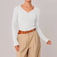thumbnail image 2 of RXMEKW Long Sleeve V-Neck Base Layer Shirt For Women, Casual Solid Color Polyester Top, 2 of 9