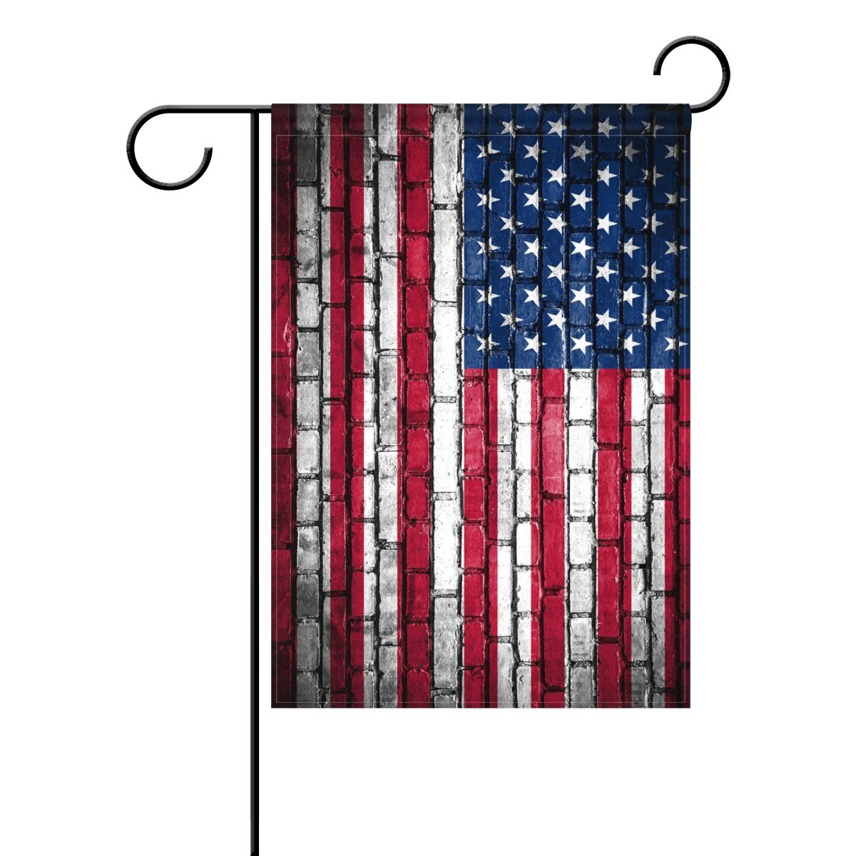 POPCreation Brick Wall American Flag Garden Flag Flag of United States