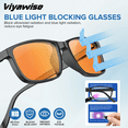 thumbnail image 5 of Viyawise G5 Blue Light Blocking Glasses for Women & Men, Eye Strain Protection Bluelight Blockers Clear Glasses for Better Sleep Reading Indoor Outdoor Computer Gaming, Amber, 5 of 8