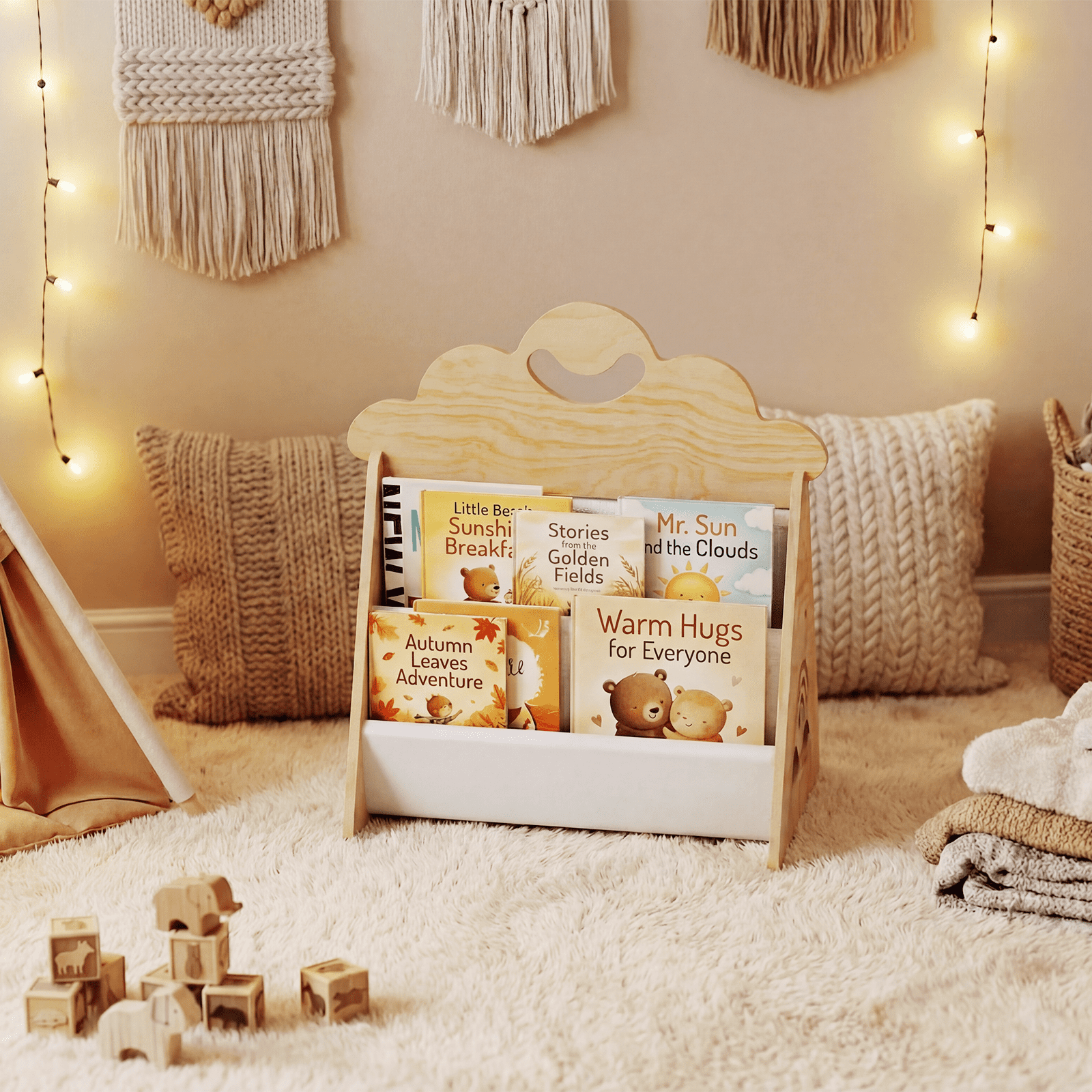 Wood Kids Bookshelf, Montessori Bookshelf,Suitable Kids Rooms, Nursery & Classroom, Toddler Book Rack, Nursery Book Shelves, Kids Bookcase, The Perfect Nursery Organizer