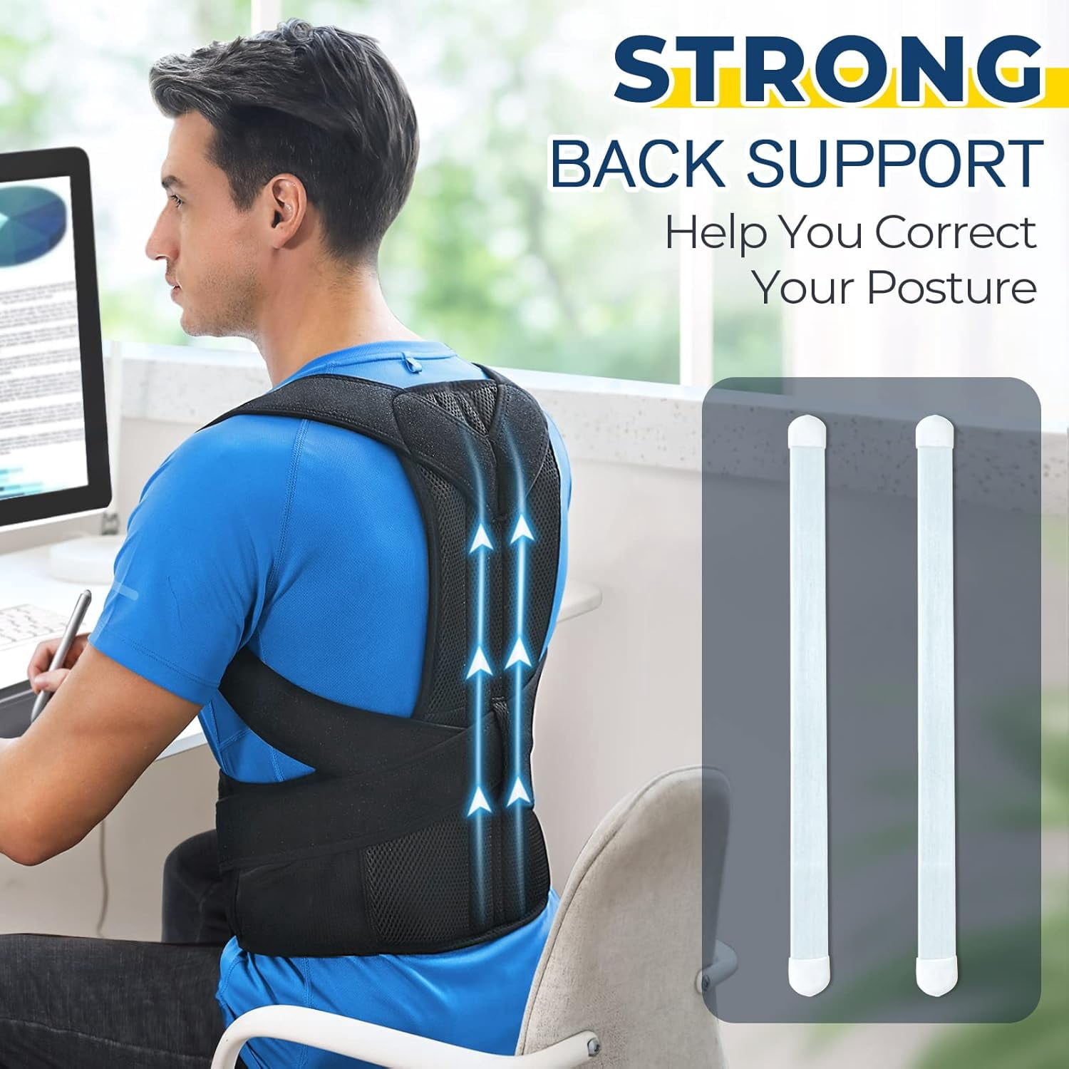 Back Brace Posture Corrector for Women and Men, Upper and Lower Back Pain Relief, Adjustable and Fully Back Support Improve Posture and Lumbar Oversize S-5XL