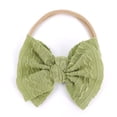 thumbnail image 2 of UJNDER Toddler Baby Girls Solid Bow Hairband Headwear Nylon Elastic Soft Cute Daily Accessory Baby Girl Headbands,Green,One Size, 2 of 3