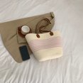 thumbnail image 3 of Bolsa Bolso de ganchillo para mujer, bolso de hombro de paja suave, bolso de playa de viaje de verano (rosa), 3 of 6
