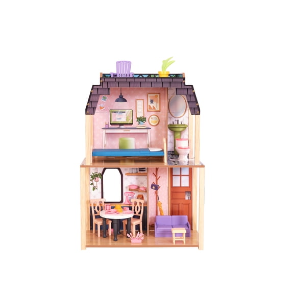 KidKraft Bella View Wooden Dollhouse with Rooftop Deck and 31 Accessories