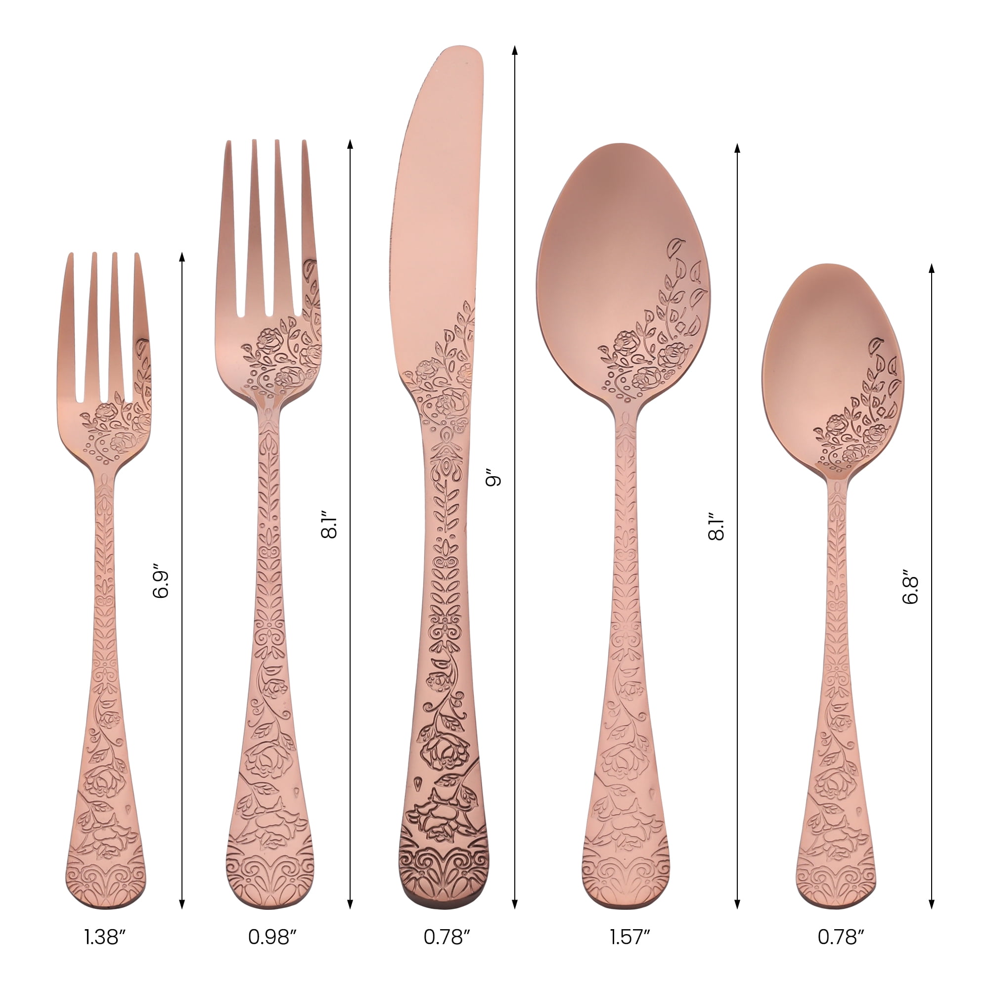 Unique Bargains 20 Pieces Stainless Steel Silverware Set for 4 Modern Cutlery Rose Gold