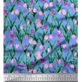 thumbnail image 1 of Soimoi Polyester Crepe Fabric Leaves & Tulip Floral Print Sewing Fabric Yard 52 Inch Wide, 1 of 3