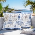 thumbnail image 3 of Navy Blue Coastal Throw Pillow Covers 24x24 Inch Set of 2, Summer Nautical Lighthouse Starfish Waterproof Outdoor Pillow Covers, Decorative Cushion Pillowcases for Couch, Sofa, Bed, Garden, Patio, 3 of 9