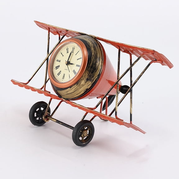 Niceauty Multi Color Airplane Clock for Retro Style Desktop Decor and Living Room Bedside Use