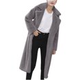 thumbnail image 2 of WCMZJ Women's Fuzzy Fleece Winter Jacket Faux Fur Lapel Coat Mid Length Sherpa Teddy Coat Warm Winter Trendy Clothes Gray XXL, 2 of 6