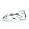 thumbnail image 2 of Bezel Set 8mmX8mm Asscher Women Engagement Ring Simulated Green Emerald 925 Sterling Silver, 2 of 5