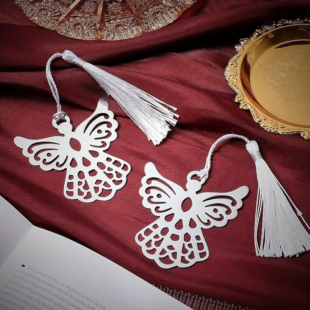 80 Pieces Metal Angel Bookmark Favors Tassels Angel Bookmark Funeral Favors for Book Lovers Collection Guests Gift