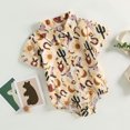 thumbnail image 2 of Fortune Infant Boy Cow Print Romper Baby Short Sleeve Button Up Shirt Bodysuit, 2 of 8