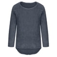 thumbnail image 6 of Women's Fuzzy Fleece Sweater Long Sleeve Crew Neck Loose Casual Cozy Knit Pullover Tops High-Low Hem Tunic Shirts Gray XXXL, 6 of 6