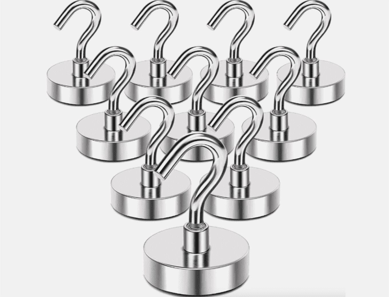 10 Pack Strong Magnetic Hook Hangers – N52 Neodymium Clamping Magnet Hooks for Home, Office, Kitchen, Garage – Heavy Duty