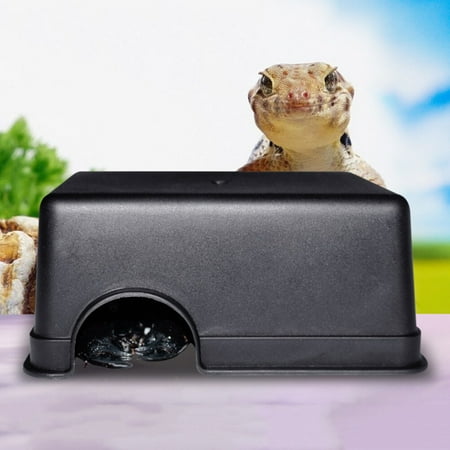 HONMEET Reptile Tank Accessories Hiding Place Black Plastic 1Set