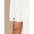 thumbnail image 5 of DARING DIVA Women's Short Puff Sleeves Button-Down Denim Jacket S White, 5 of 6